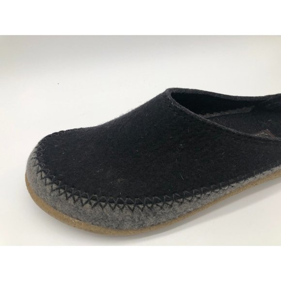 Haflinger Gray Wool and Black Clogs Slippers Men Sz 43 EU/10 US - Picture 2 of 10